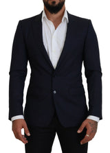 Dolce &amp; Gabbana, blazer tailleur bleu en laine, coupe ajustée.