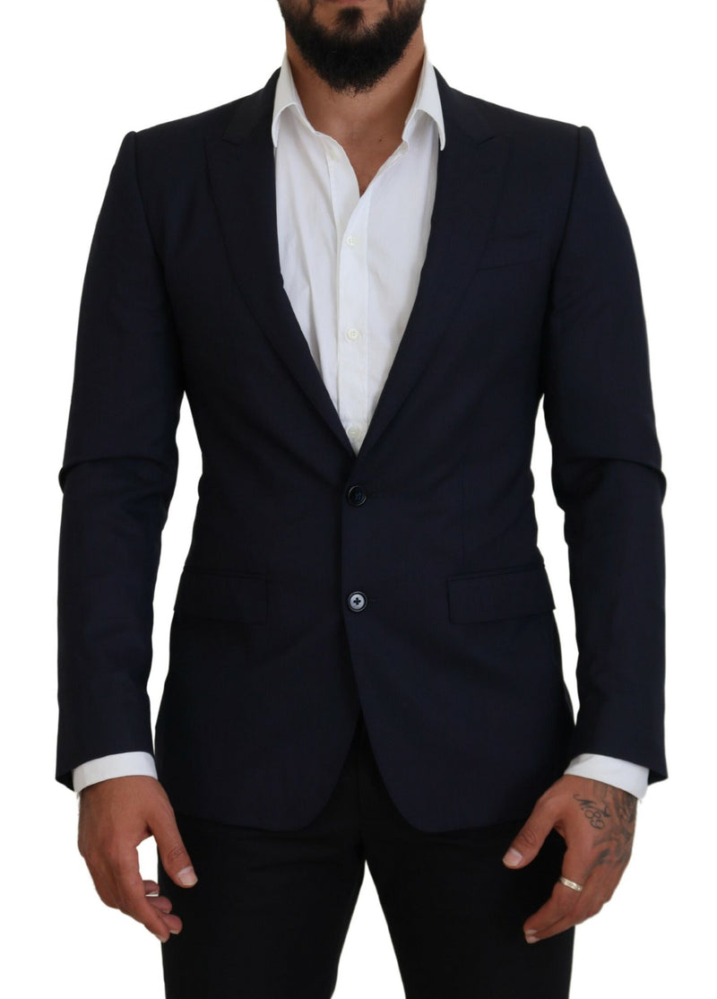Dolce &amp; Gabbana, blazer tailleur bleu en laine, coupe ajustée.