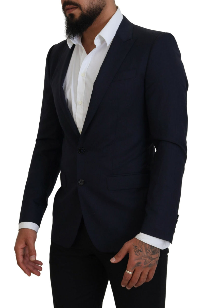 Dolce &amp; Gabbana, blazer tailleur bleu en laine, coupe ajustée.