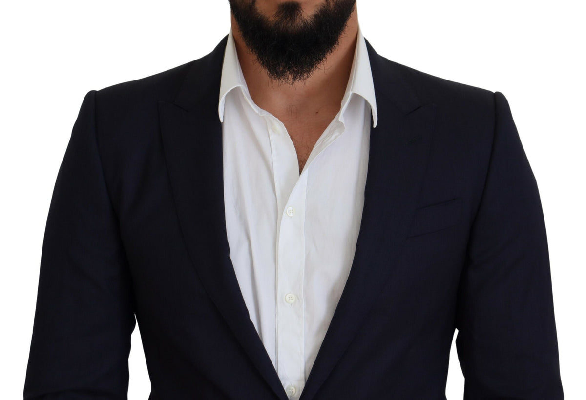 Dolce &amp; Gabbana, blazer tailleur bleu en laine, coupe ajustée.