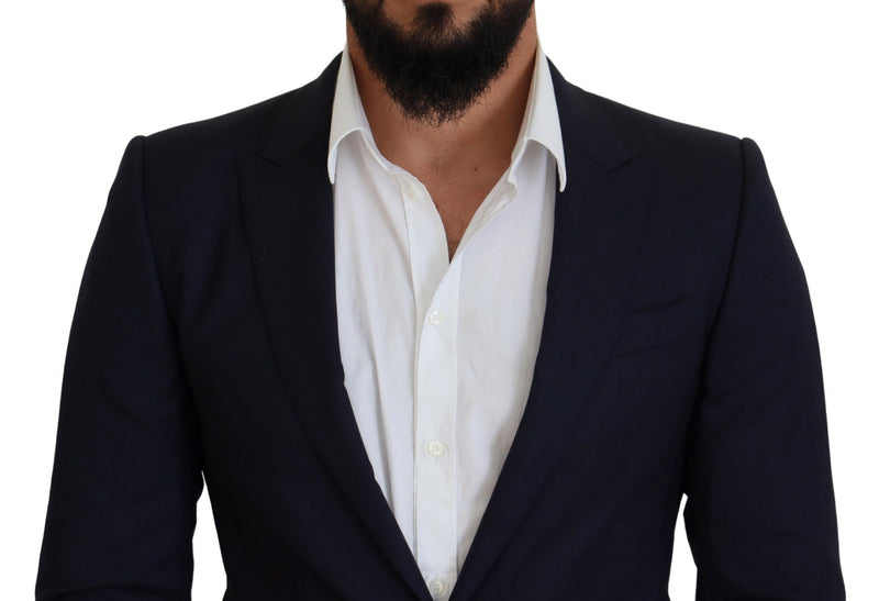 Dolce &amp; Gabbana, blazer tailleur bleu en laine, coupe ajustée.