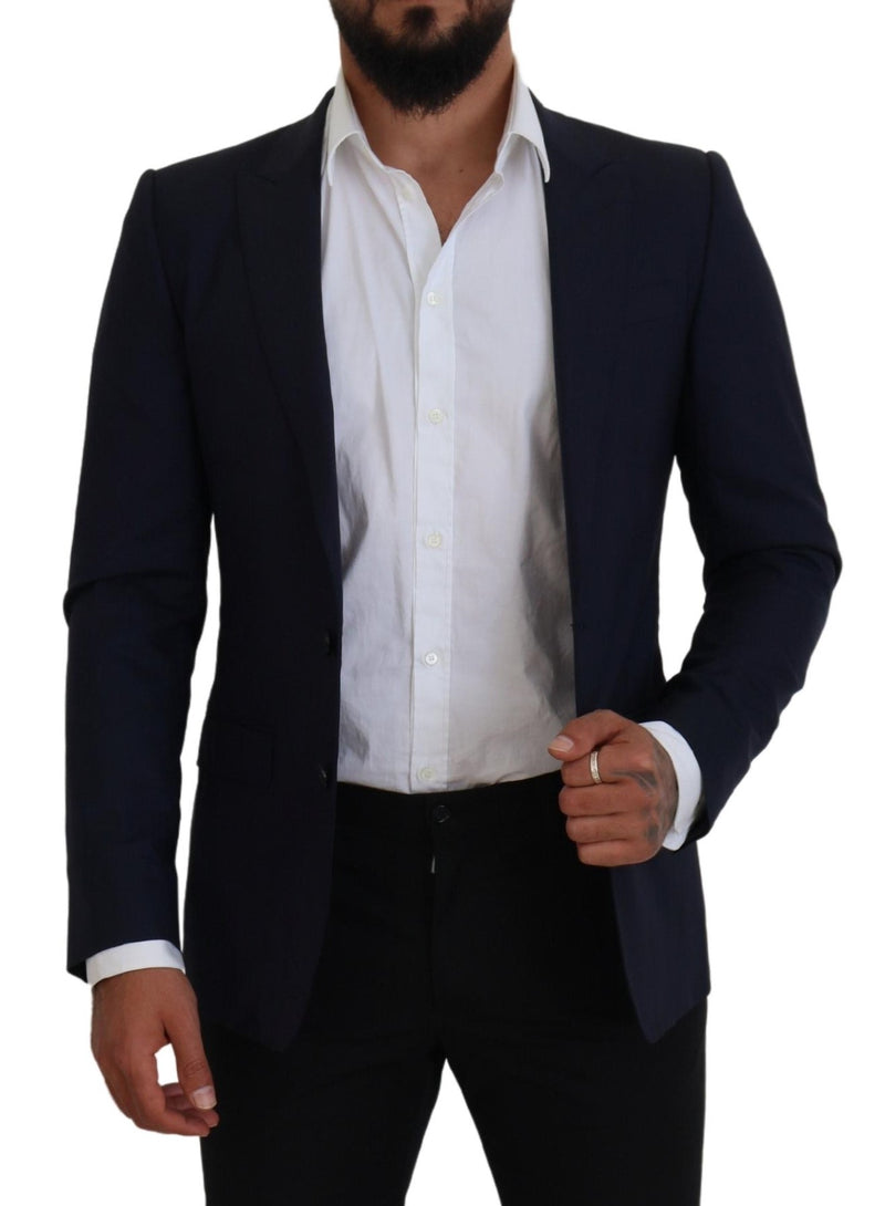 Dolce &amp; Gabbana, blazer tailleur bleu en laine, coupe ajustée.