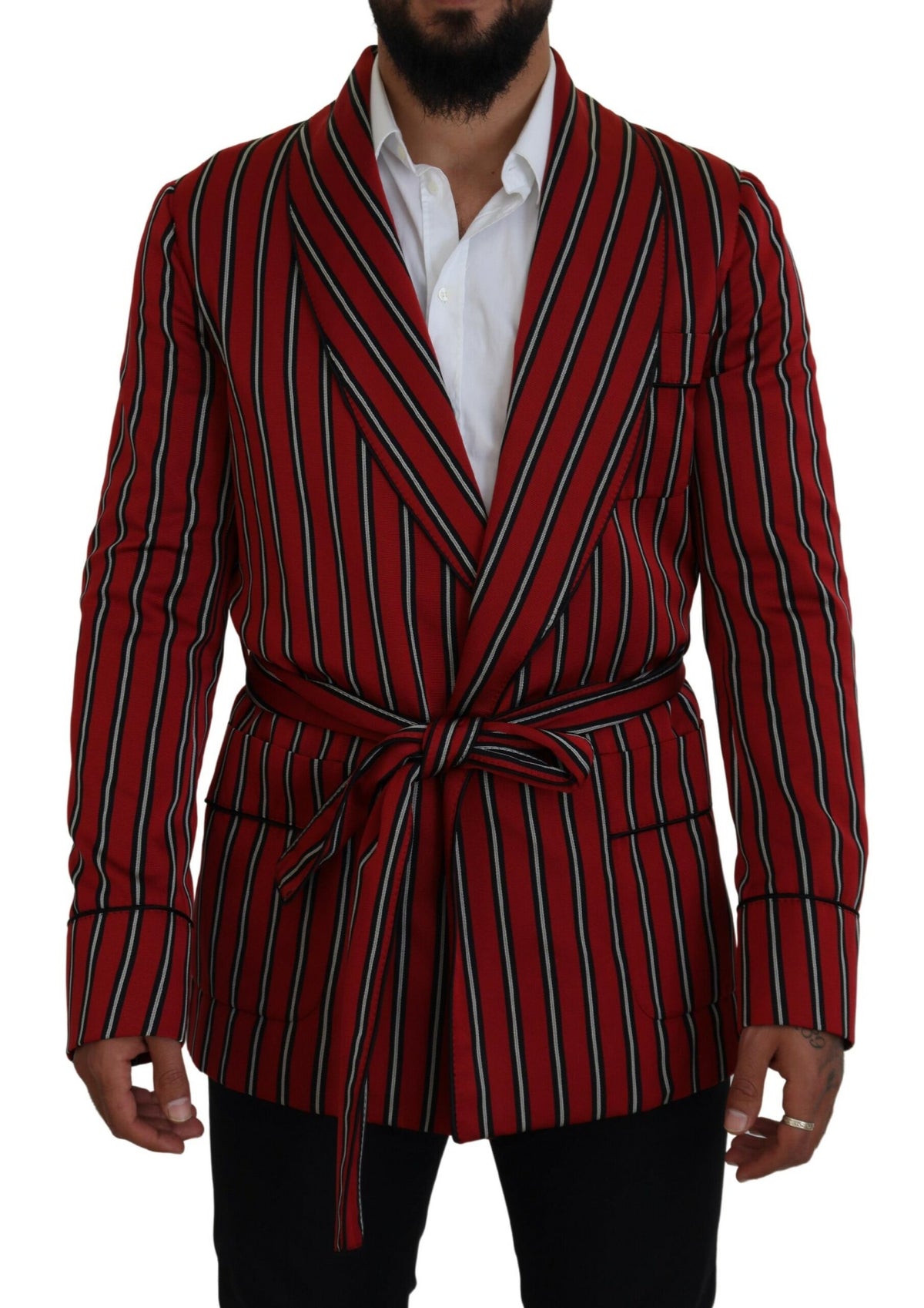 Robe Dolce & Gabbana Rouge à Rayures avec Doublure en Soie