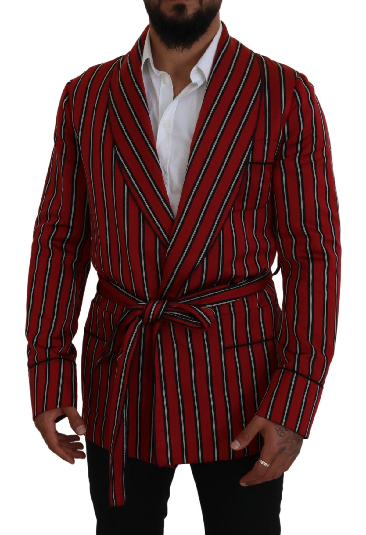 Robe Dolce & Gabbana Rouge à Rayures avec Doublure en Soie