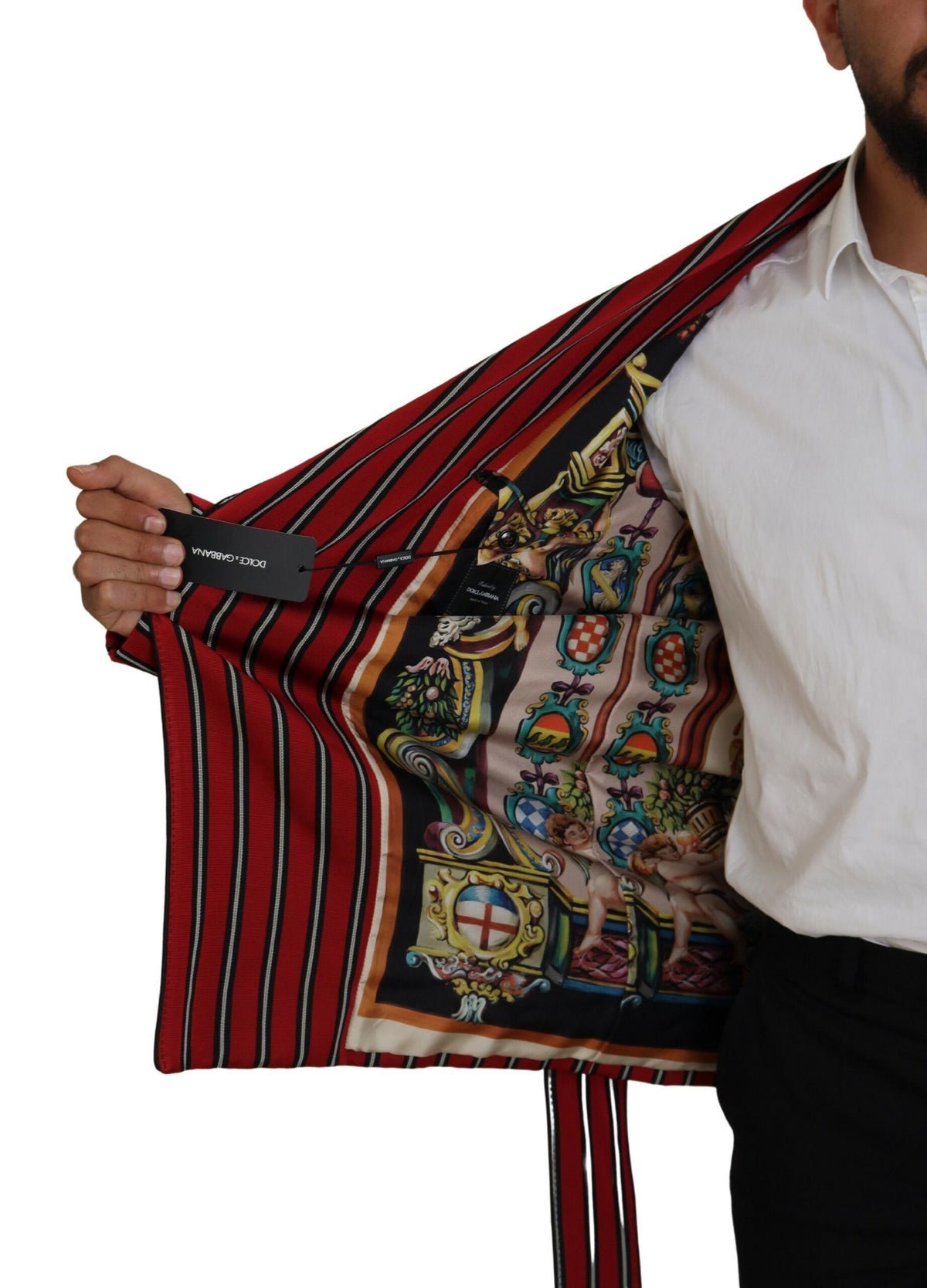 Robe Dolce & Gabbana Rouge à Rayures avec Doublure en Soie
