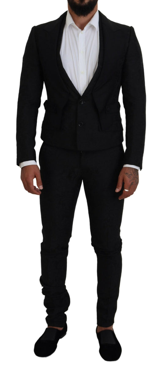 Dolce & Gabbana MARTINI Black Polyester Men 2 Piece Suit