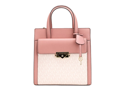 Sac à main fourre-tout à rabat en PVC rose Michael Kors Cece, petit modèle