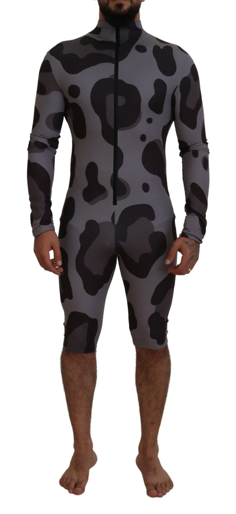 Dolce & Gabbana Gray Patterned Wetsuit Swimwear for Men