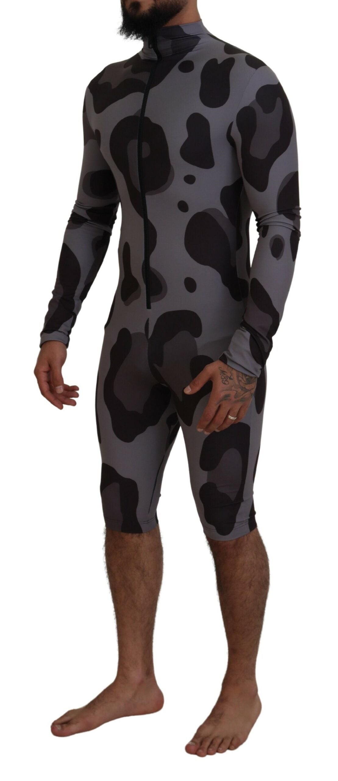 Dolce & Gabbana Gray Patterned Wetsuit Swimwear for Men