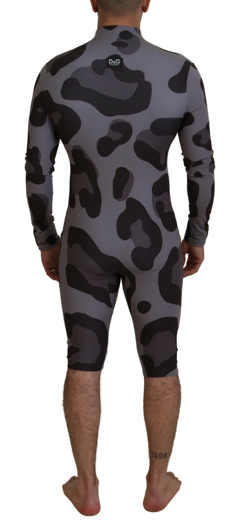 Dolce & Gabbana Gray Patterned Wetsuit Swimwear for Men