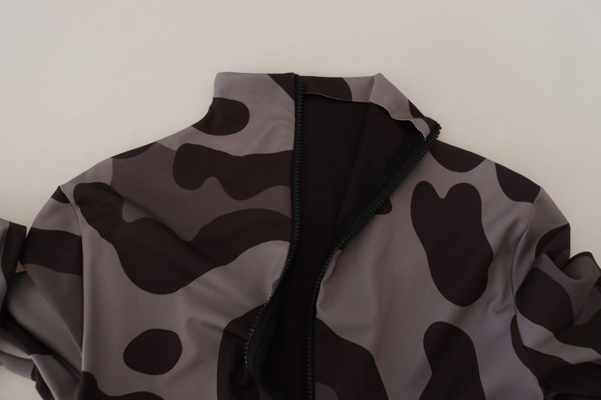 Dolce & Gabbana Gray Patterned Wetsuit Swimwear for Men