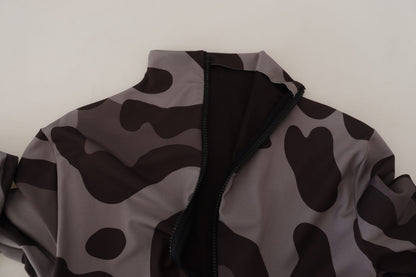 Dolce & Gabbana Gray Patterned Polyester Wetsuit Swimwear