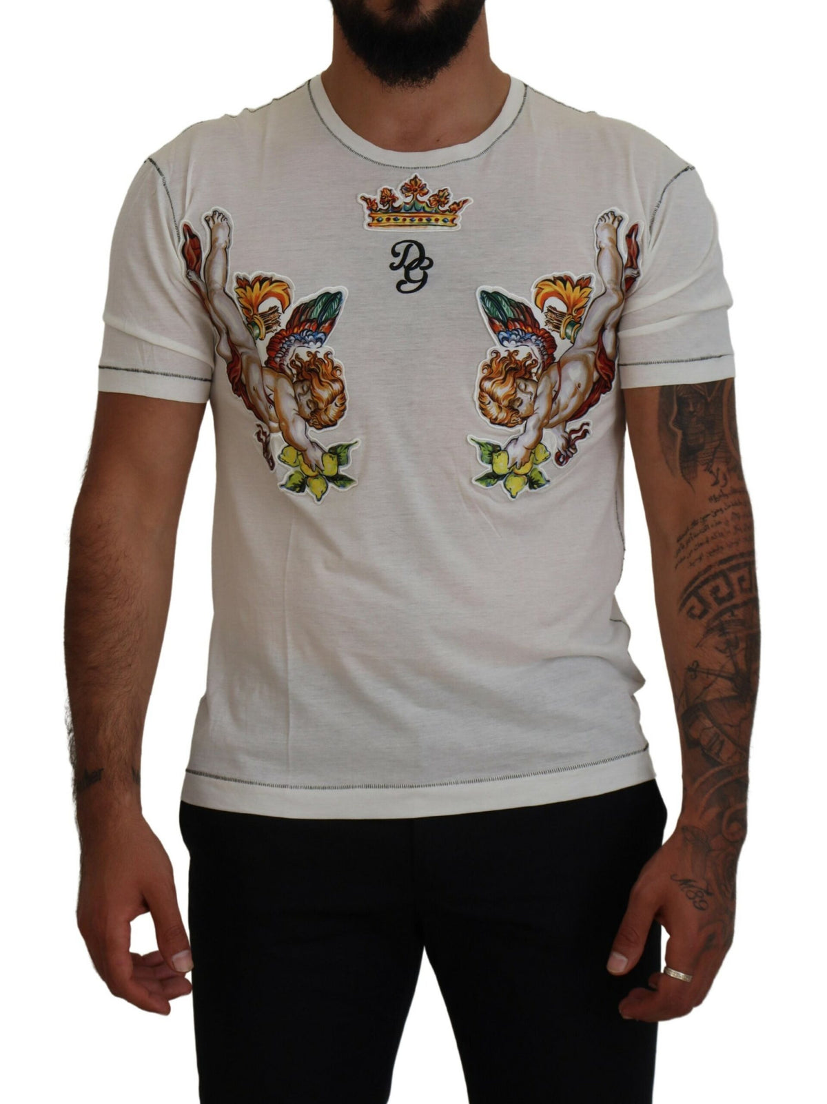T-shirt homme à manches courtes blanc imprimé Dolce &amp; Gabbana