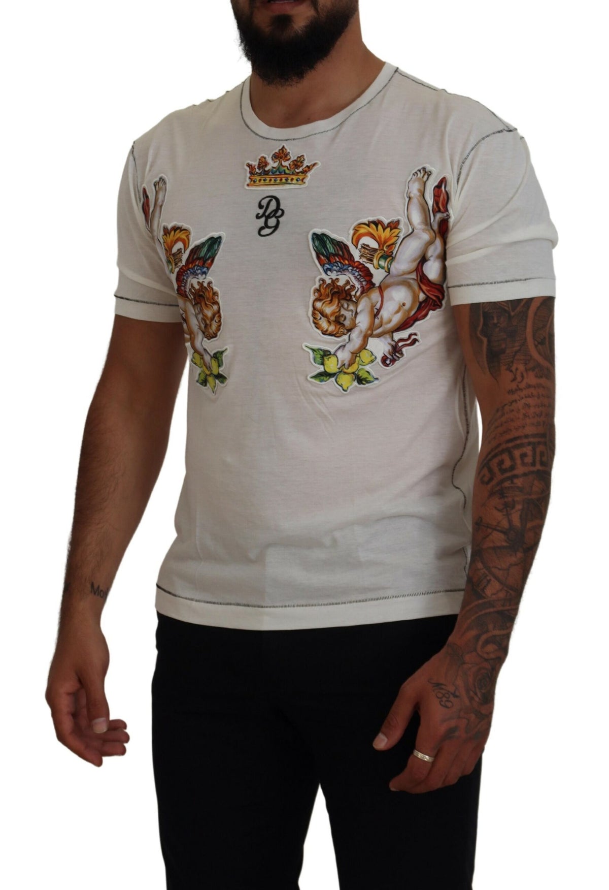 T-shirt homme à manches courtes blanc imprimé Dolce &amp; Gabbana