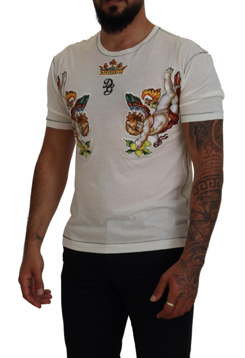 Wit T-shirt met print en korte mouwen voor heren van Dolce &amp; Gabbana
