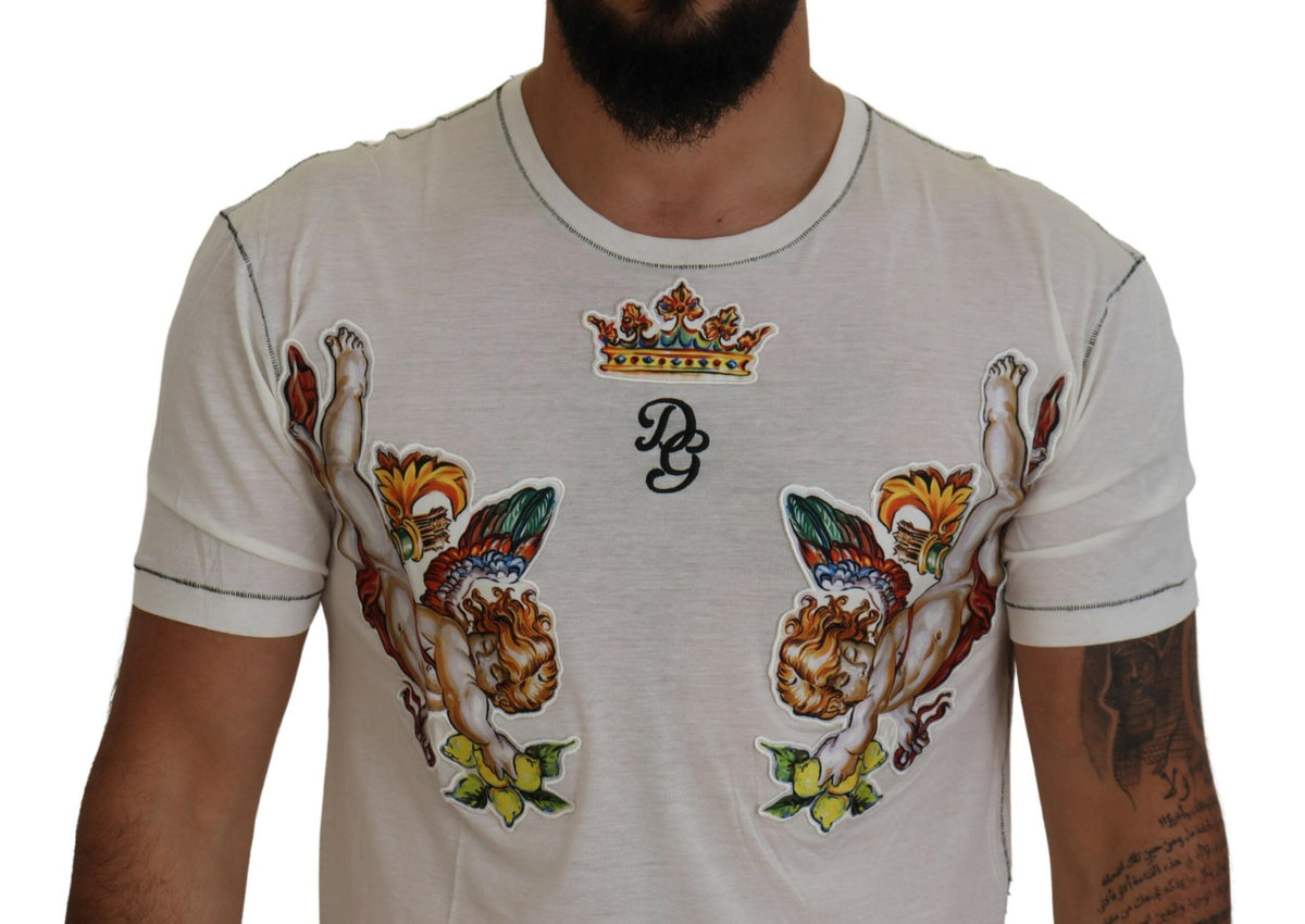 T-shirt homme à manches courtes blanc imprimé Dolce &amp; Gabbana