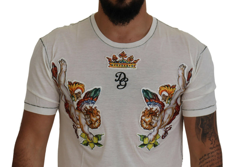 Wit T-shirt met print en korte mouwen voor heren van Dolce &amp; Gabbana