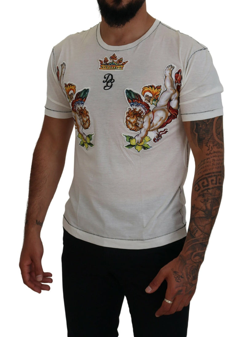 Wit T-shirt met print en korte mouwen voor heren van Dolce &amp; Gabbana
