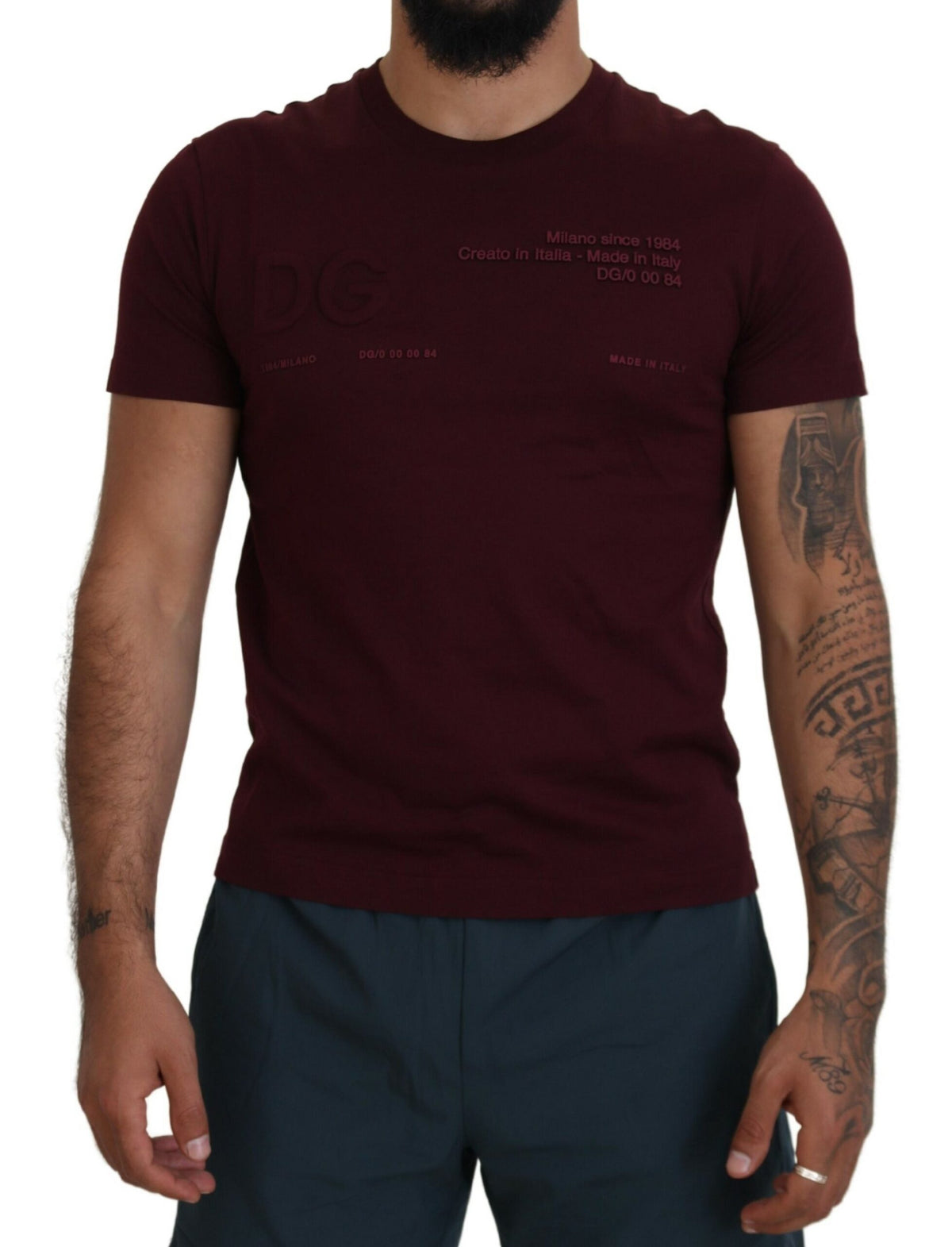 T-shirt homme à manches courtes Dolce &amp; Gabbana, imprimé marron.