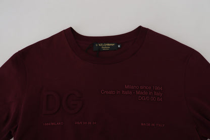 Dolce &amp; Gabbana T-shirt voor heren met maroen print en korte mouwen