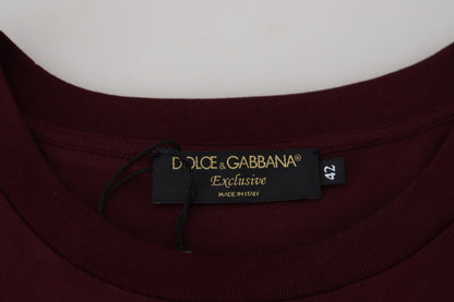 Dolce &amp; Gabbana T-shirt voor heren met maroen print en korte mouwen