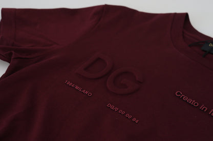Dolce &amp; Gabbana T-shirt voor heren met maroen print en korte mouwen