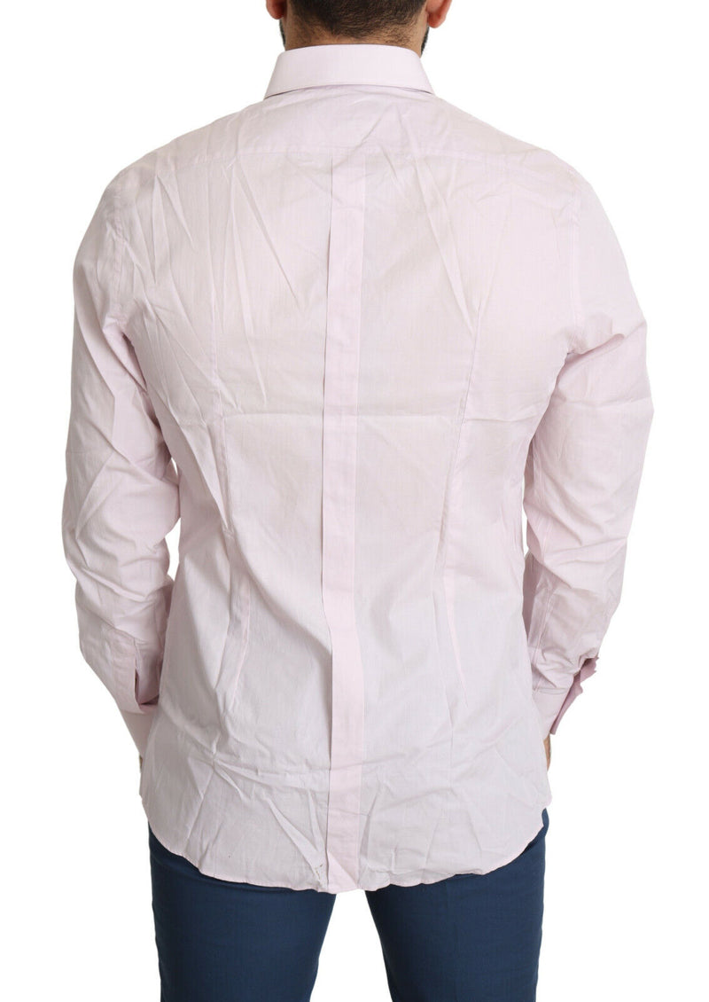 Chemise habillée en coton rose clair, style formel, dorée, Dolce &amp; Gabbana