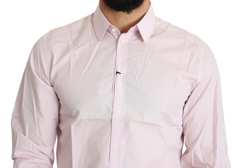 Chemise habillée en coton rose clair, style formel, dorée, Dolce &amp; Gabbana