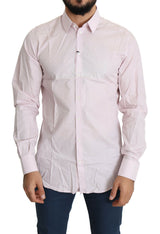 Chemise habillée en coton rose clair, style formel, dorée, Dolce &amp; Gabbana
