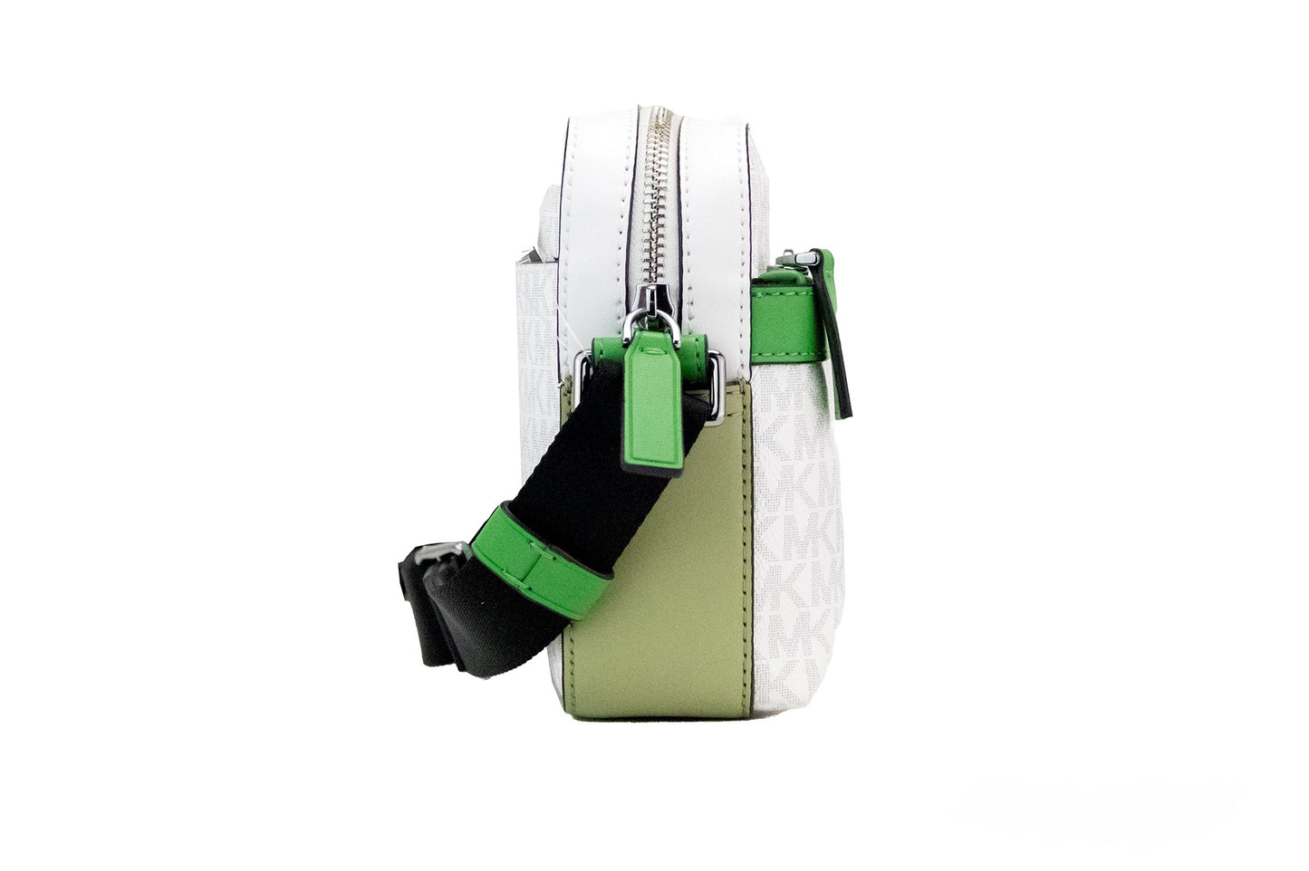 Michael Kors Cooper kleine, felwitte, palm-print, PVC utility crossbody tas