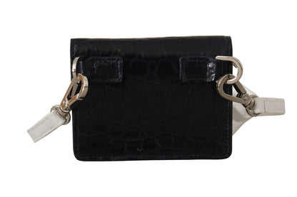 Dolce & Gabbana Blauwe Witte Kaaiman Leren Band Kaarthouder Portemonnee