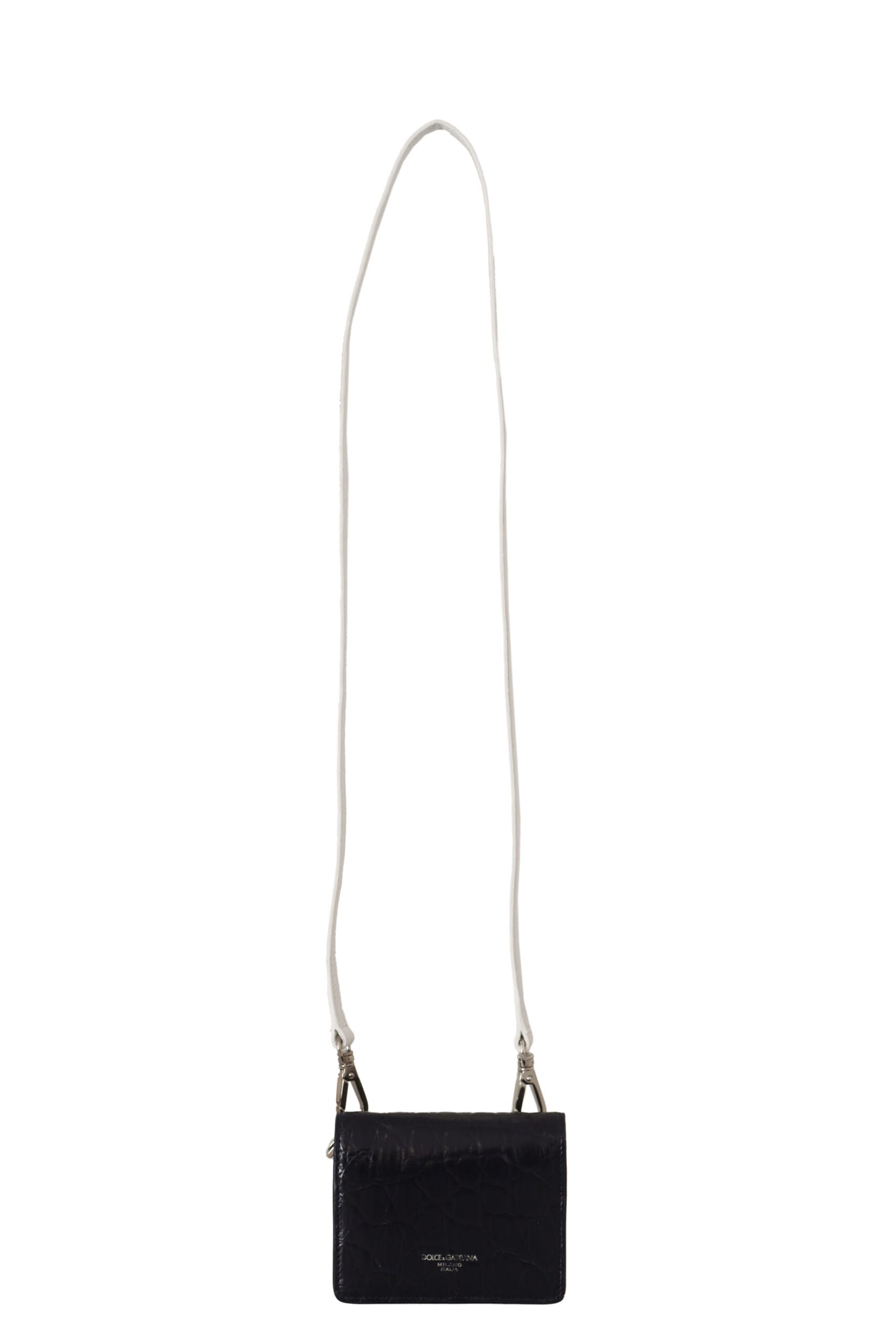 Dolce & Gabbana Blauwe Witte Kaaiman Leren Band Kaarthouder Portemonnee