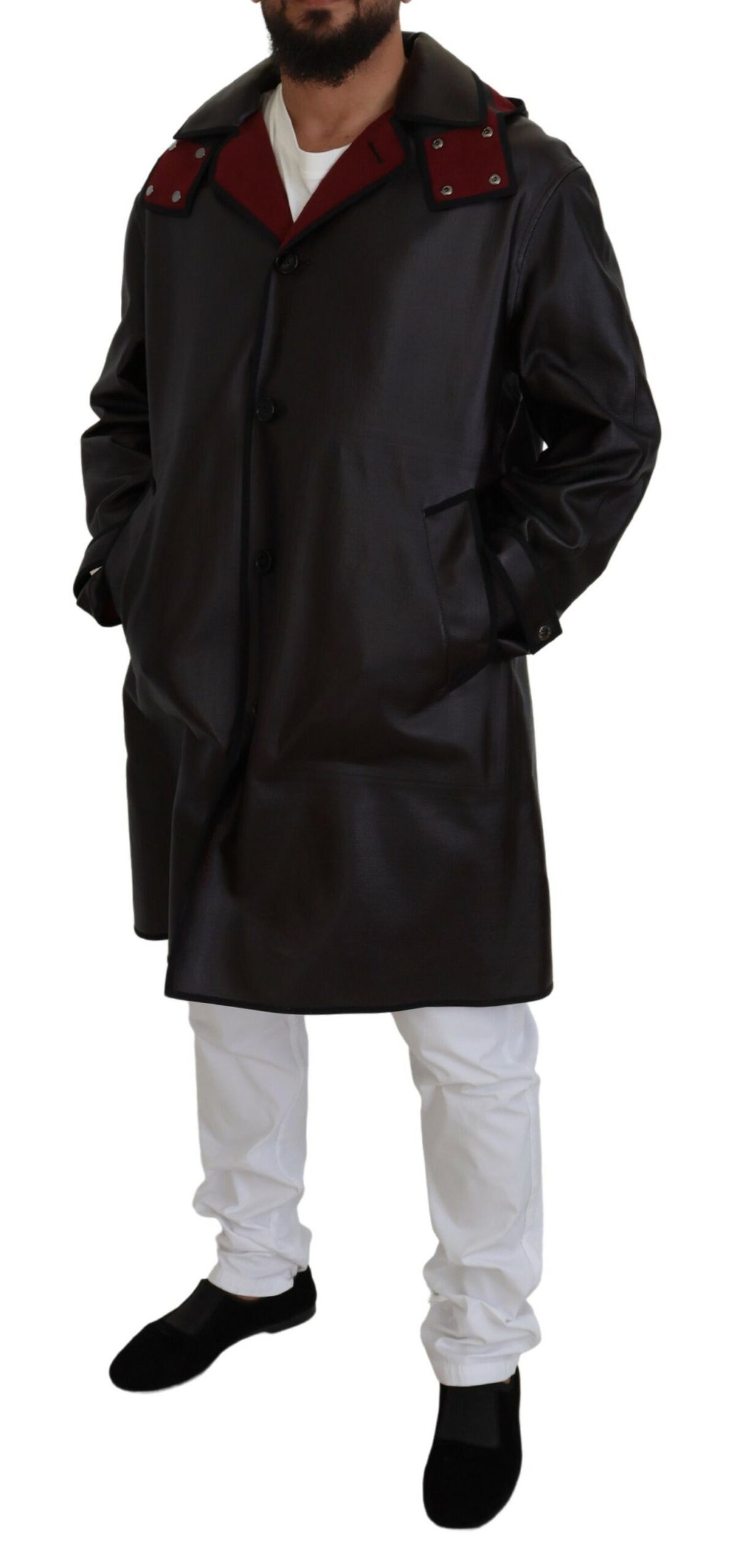 Parka à capuche en coton noir avec trench de Dolce & Gabbana