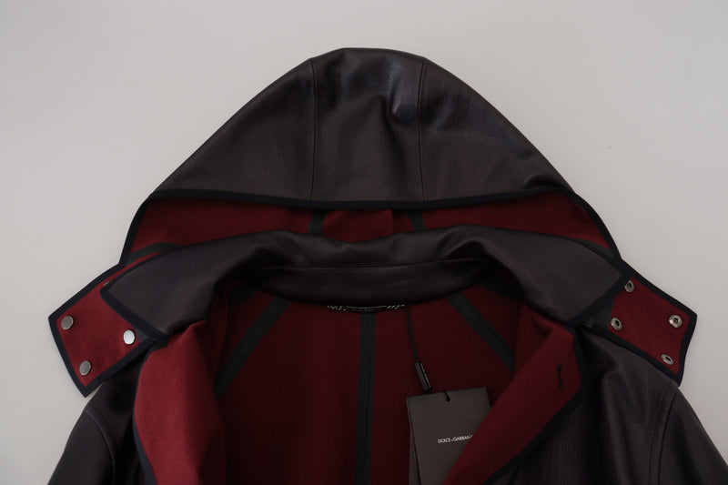 Dolce & Gabbana Zwarte Trench Parka Jas met Capuchon van Katoen