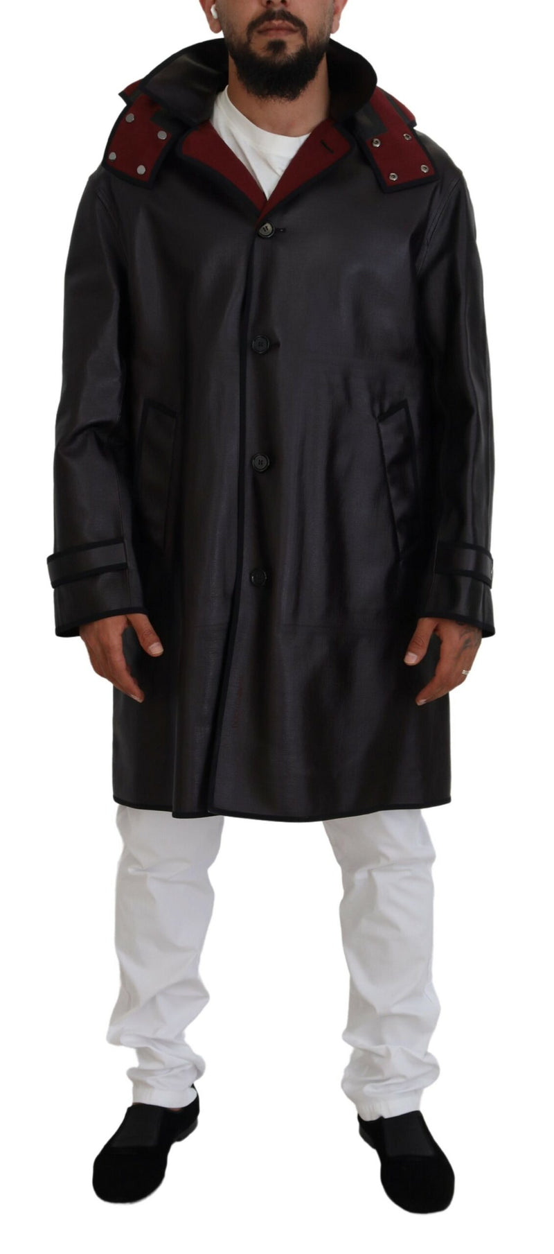 Dolce & Gabbana Zwarte Trench Parka Jas met Capuchon van Katoen
