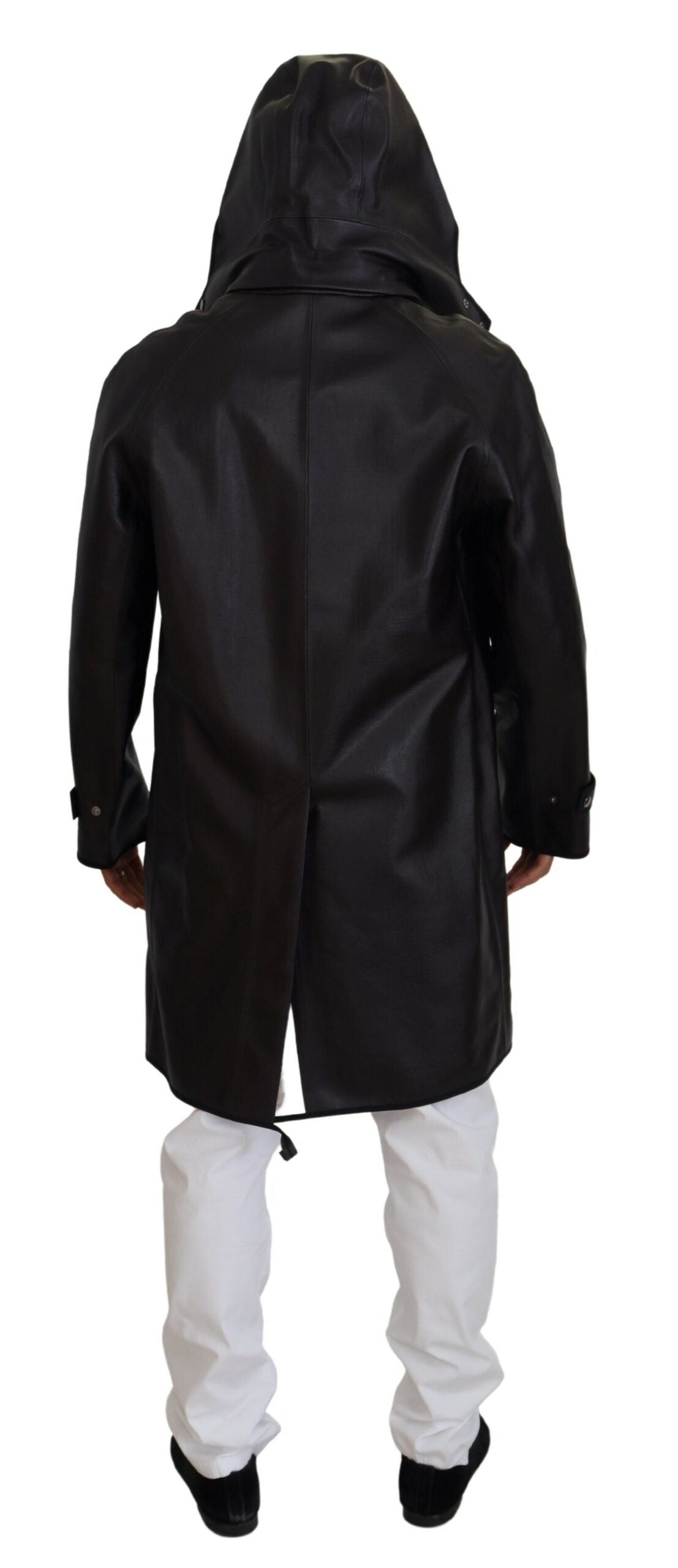 Parka à capuche en coton noir avec trench de Dolce & Gabbana