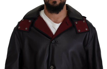 Parka à capuche en coton noir avec trench de Dolce & Gabbana