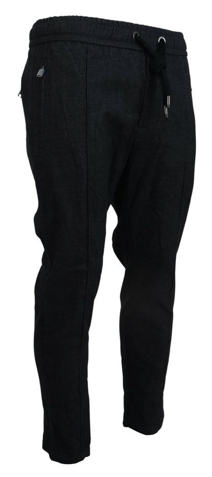 Pantalon en coton gris à coupe fuselée de Dolce &amp; Gabbana