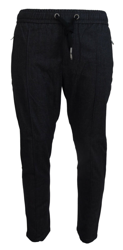 Pantalon en coton gris à coupe fuselée de Dolce &amp; Gabbana