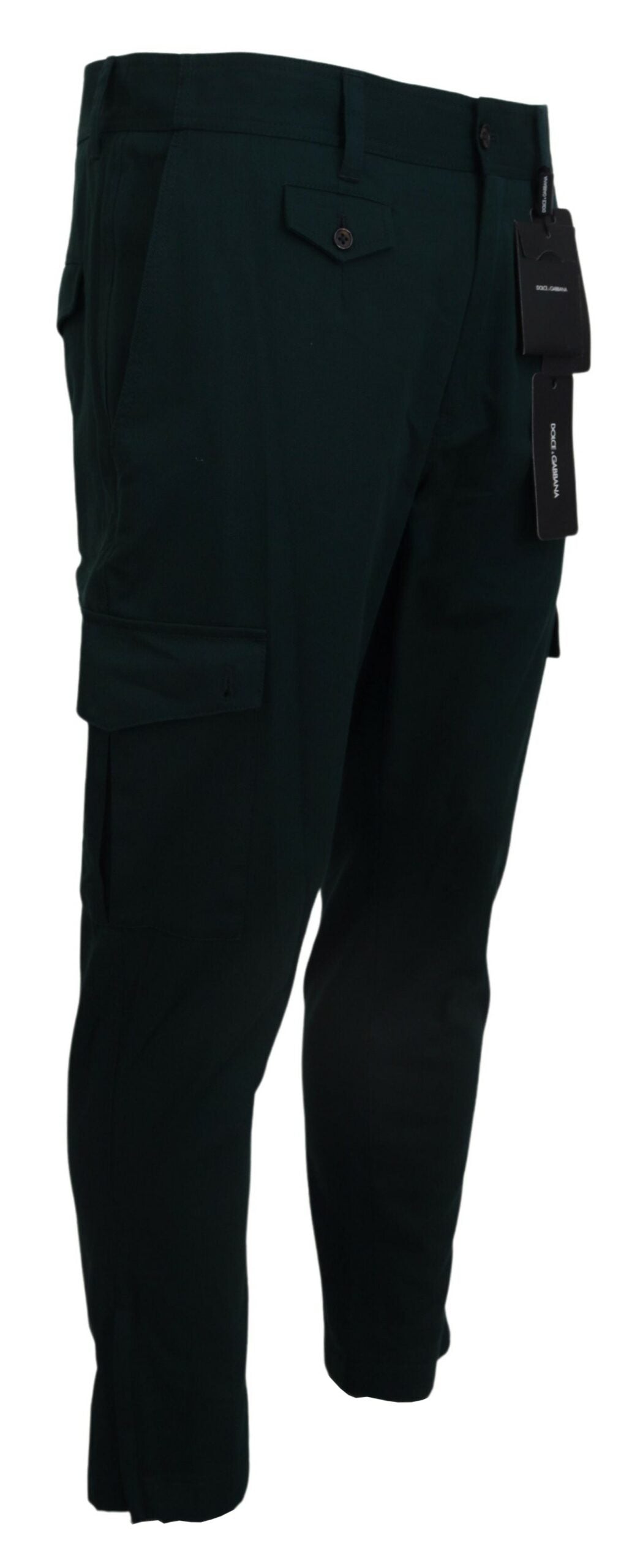 Pantalon en jean cargo extensible en coton vert Dolce &amp; Gabbana