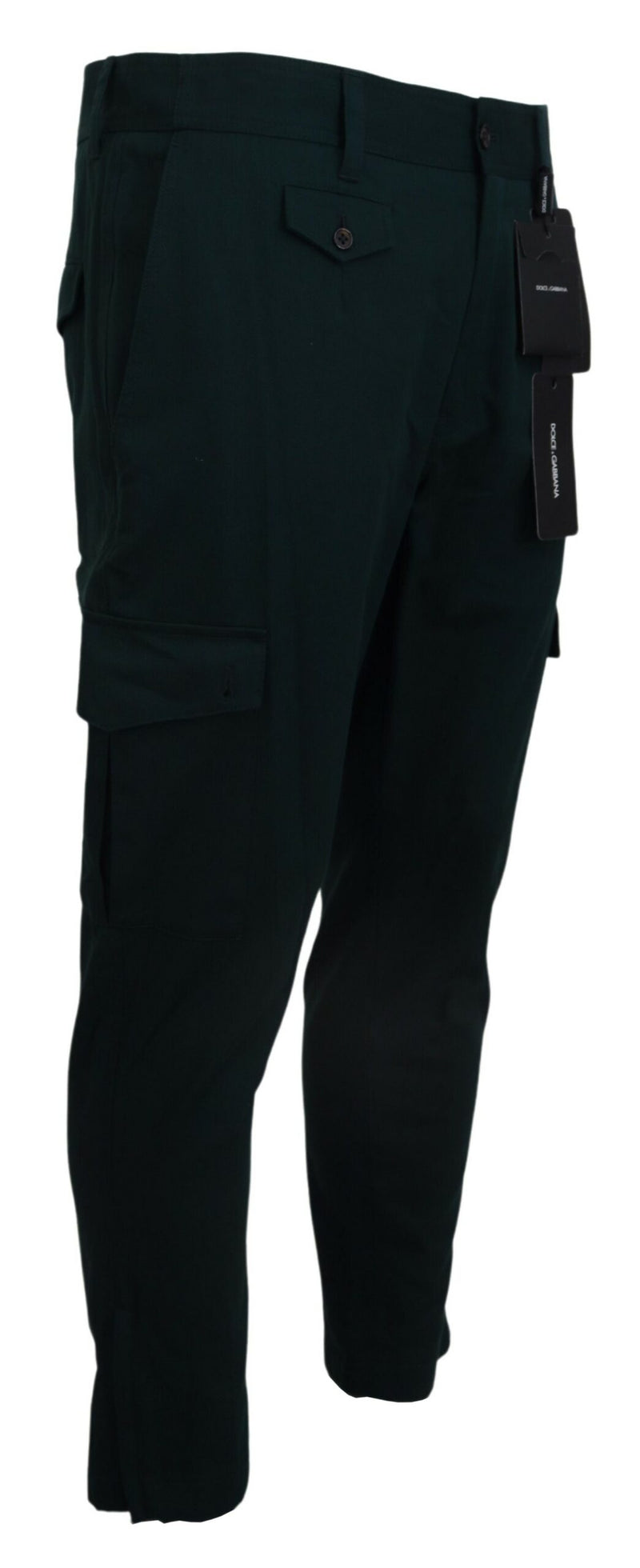 Pantalon en jean cargo extensible en coton vert Dolce &amp; Gabbana