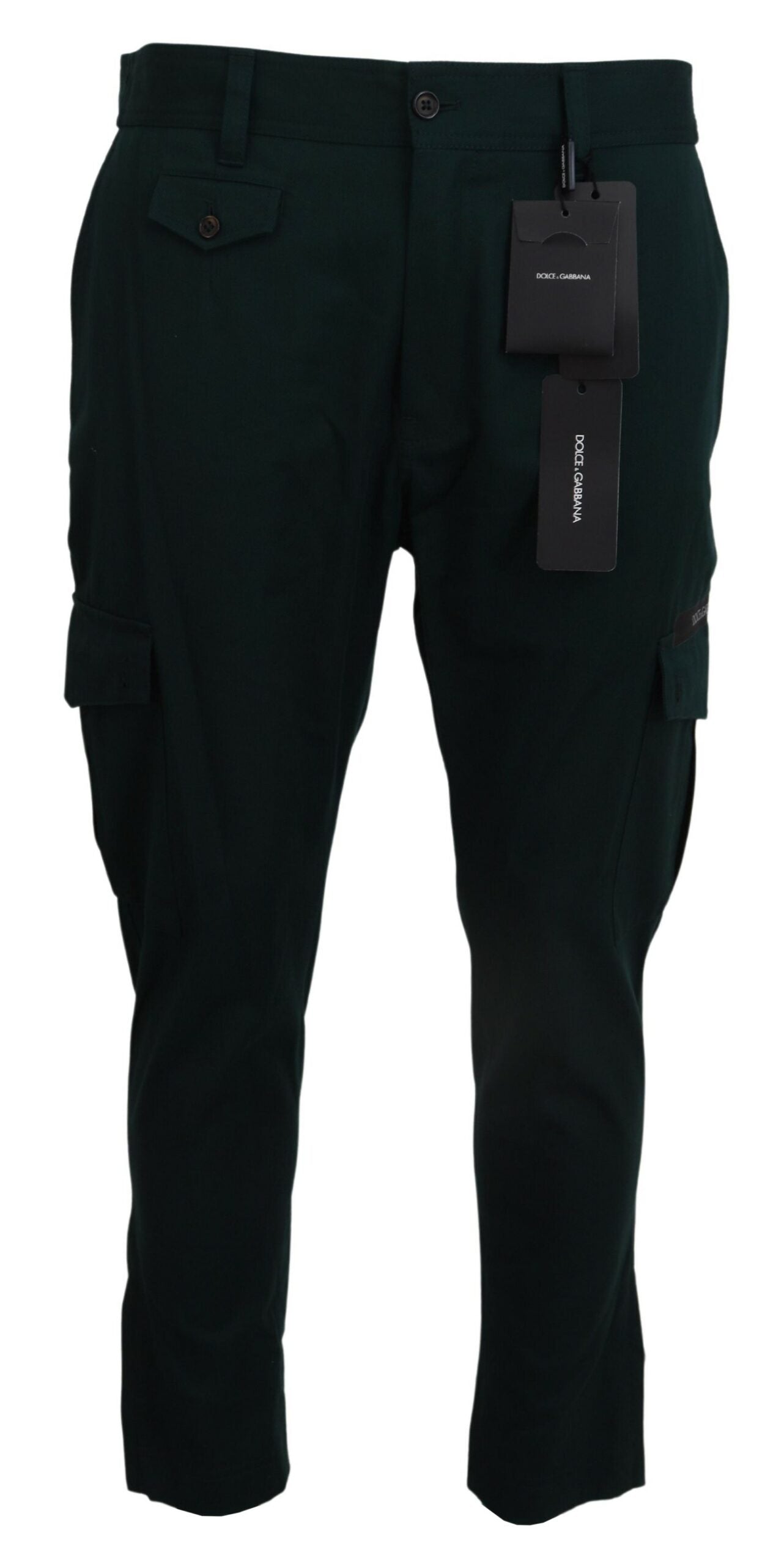 Pantalon en jean cargo extensible en coton vert Dolce &amp; Gabbana