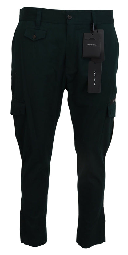 Pantalon en jean cargo extensible en coton vert Dolce &amp; Gabbana