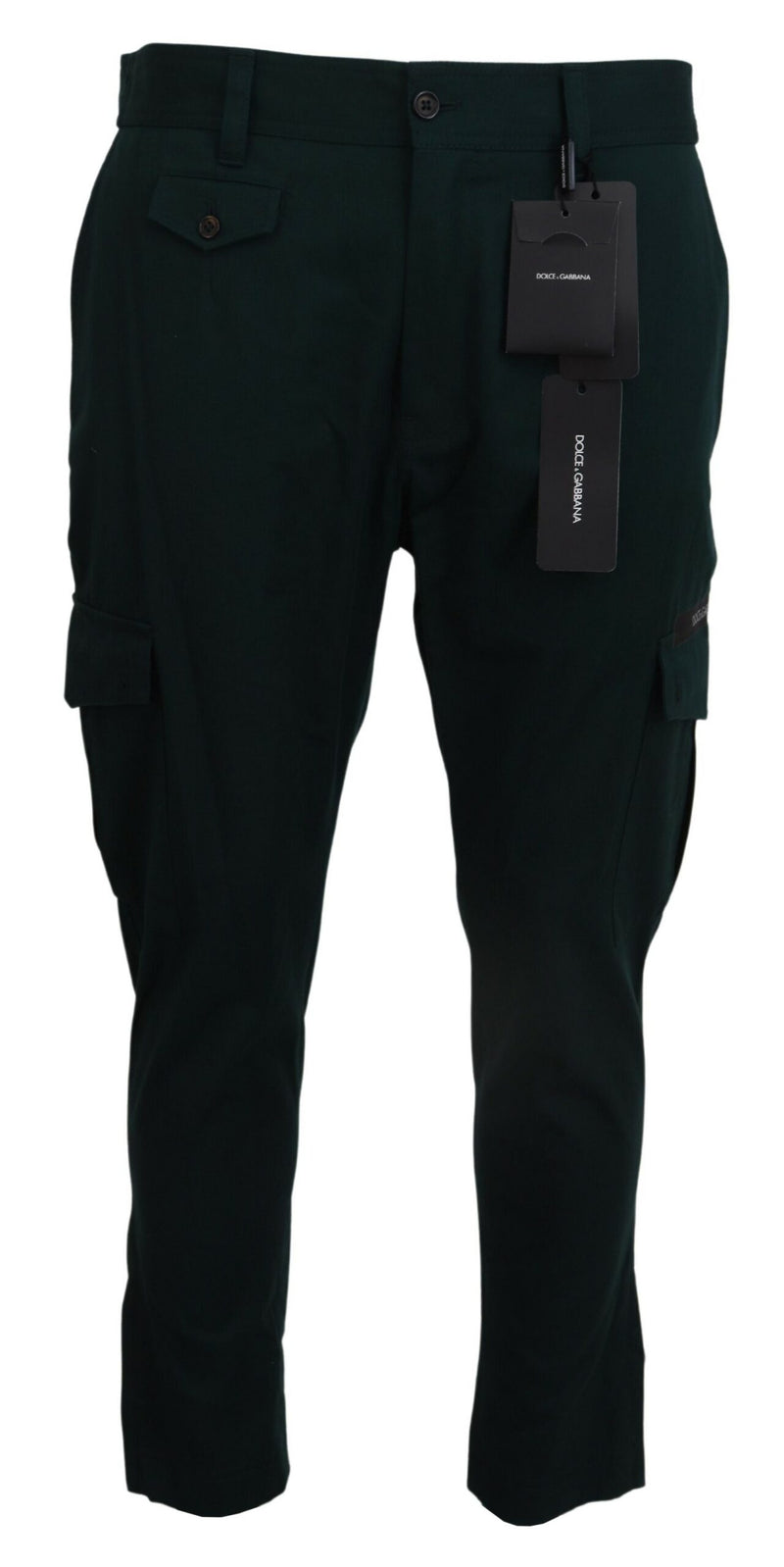 Pantalon en jean cargo extensible en coton vert Dolce &amp; Gabbana