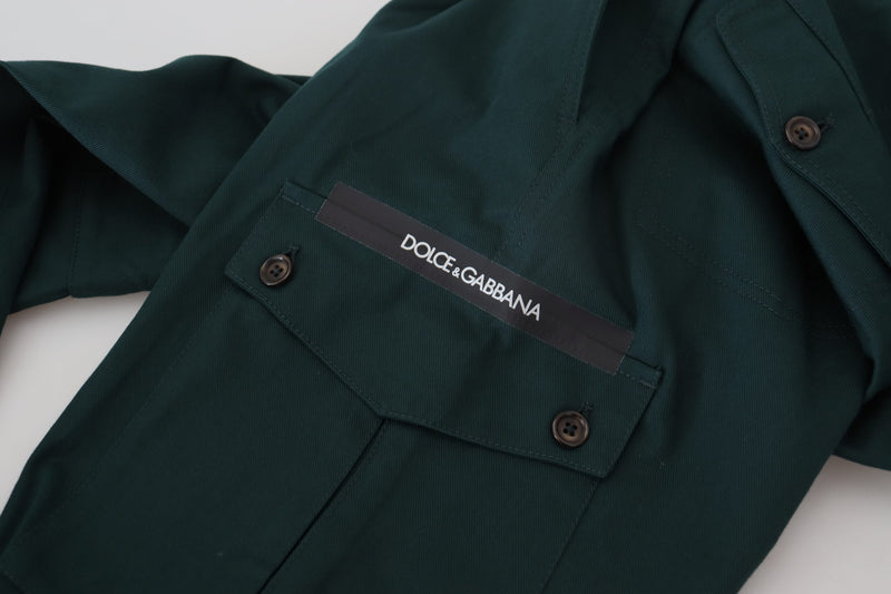 Pantalon en jean cargo extensible en coton vert Dolce &amp; Gabbana