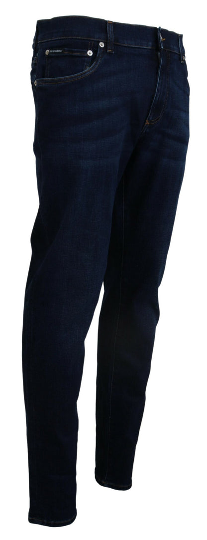 Jeans skinny en coton délavé bleu foncé Dolce &amp; Gabbana
