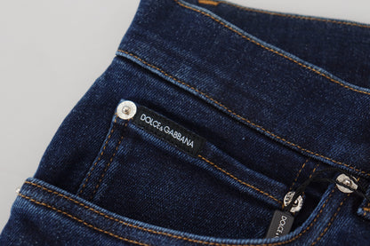 Jeans skinny en coton délavé bleu foncé Dolce &amp; Gabbana