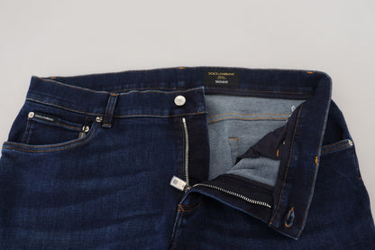 Jeans skinny en coton délavé bleu foncé Dolce &amp; Gabbana