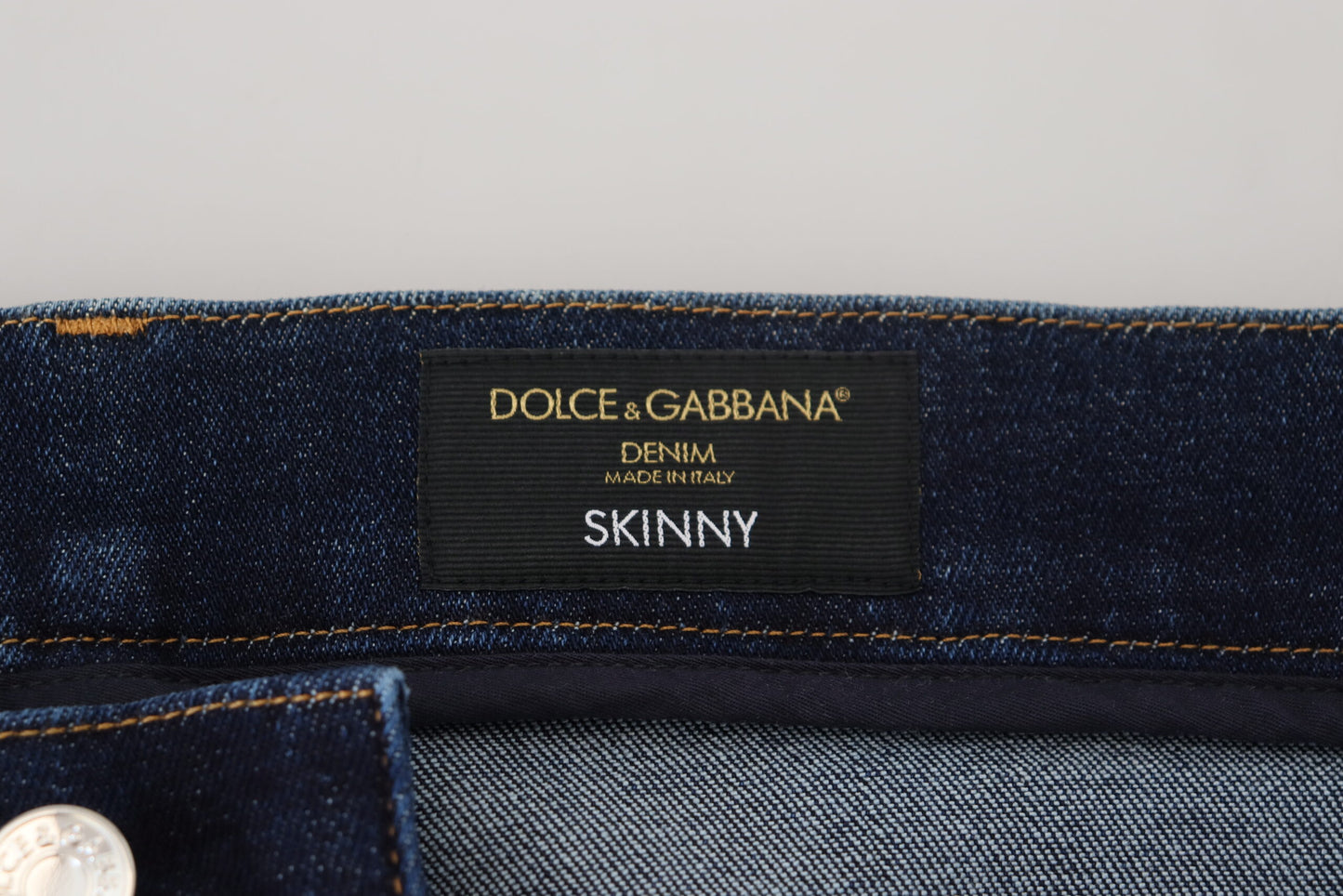 Jeans skinny en coton délavé bleu foncé Dolce &amp; Gabbana
