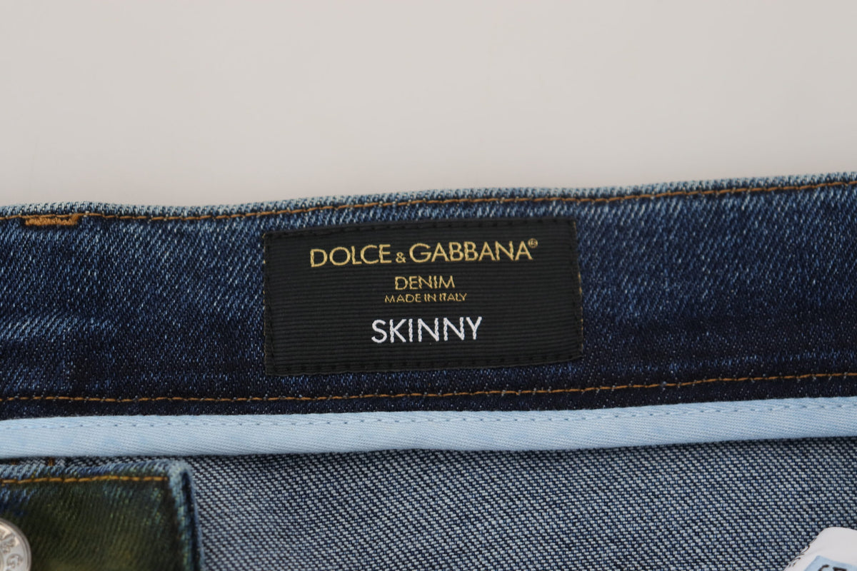 Jeans en jean skinny bleu vert de Dolce &amp; Gabbana
